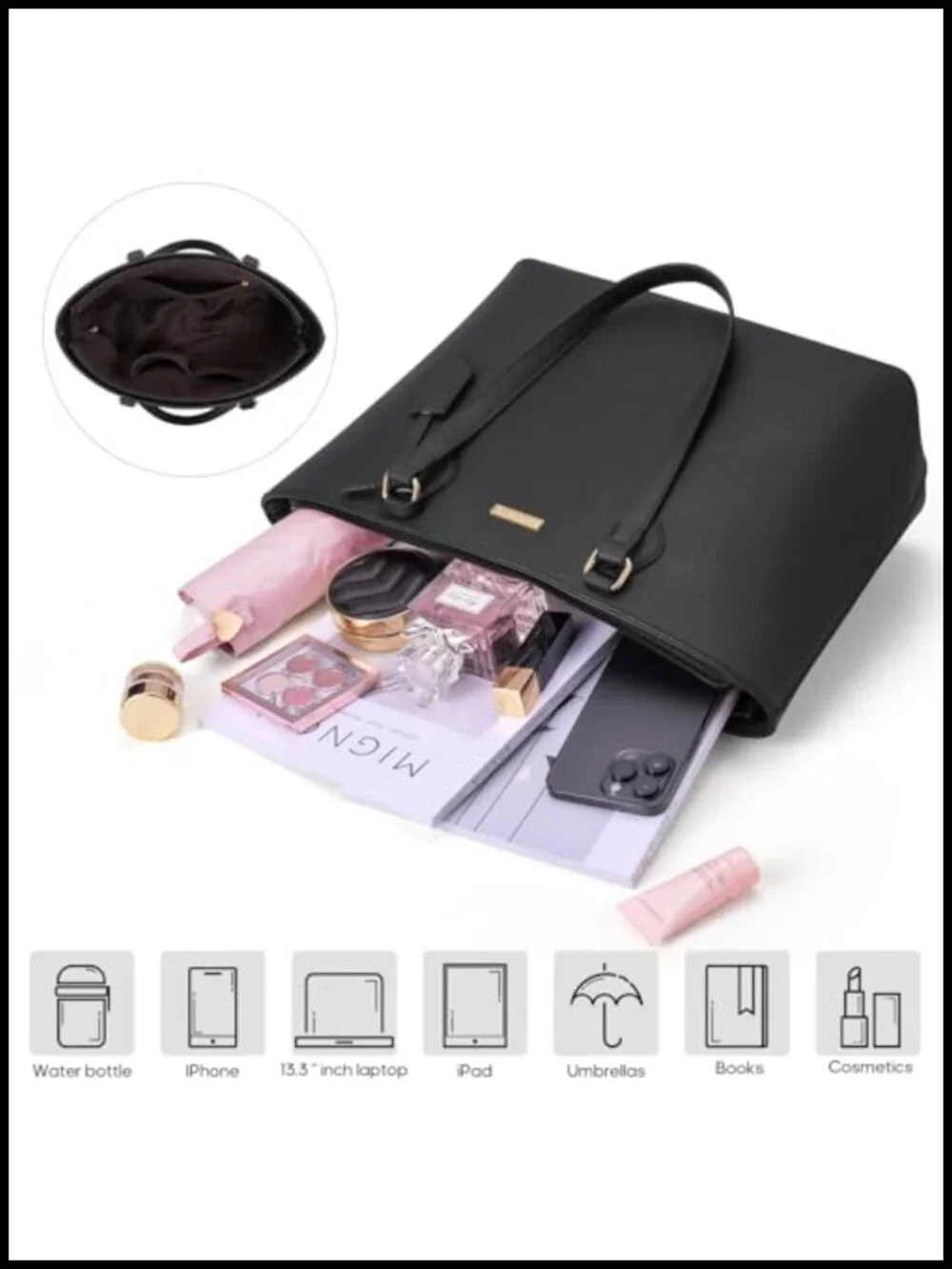 Synthetic Leather Tote Bag Set - 4 Pieces Crossbody Shoulder Handbag